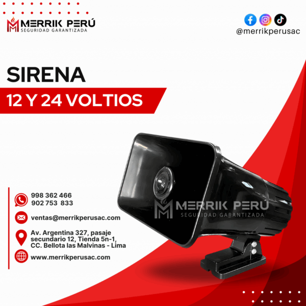 Sirena 12 y 24 Voltios