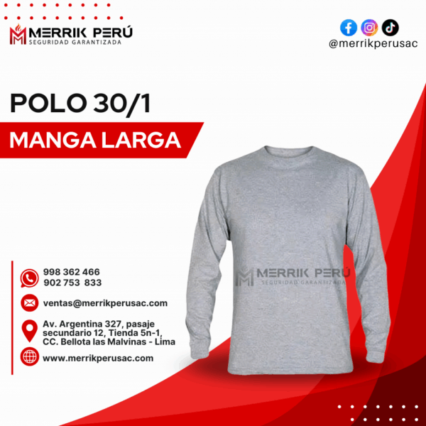 Polo manga larga 30/1